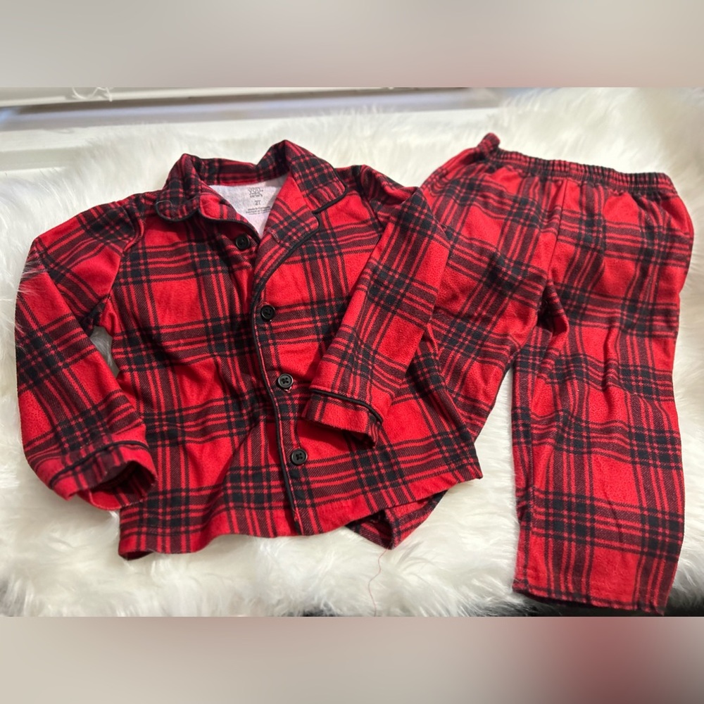 Just One You by Carter’s, 2T Toddler Boys Red Flannel Pajama Shirt and Pants